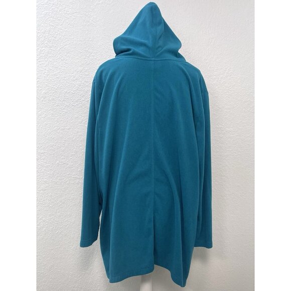 CATHERINES Womens Plus 2X 22/24W Teal Fleece L/S HOODIE Pullover Pocket EUC - Picture 2 of 6
